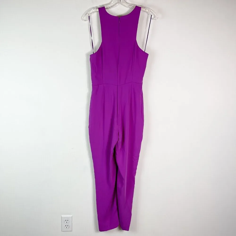 River Island NWT Purple Crossover Neckline Sleeveless Jumpsuit Size 6 - Picture 2 of 5